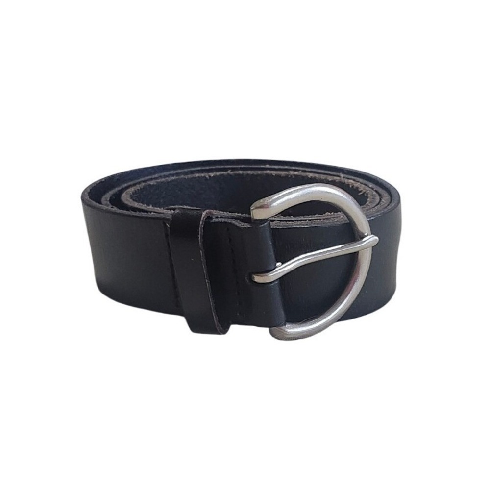 Gap Leather Belt Mens Medium Black Silver D-Ring Buckle Genuine Classic Basic